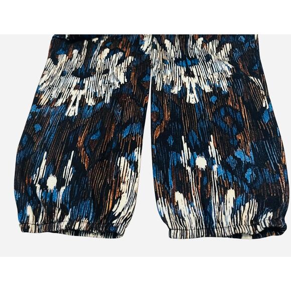 DREAMSTAR LONG SLEEVE V-NECK TOP, WOMENS, XL, NAVY BLUE BROWN WHITE ABSTRACT - Picture 8 of 11